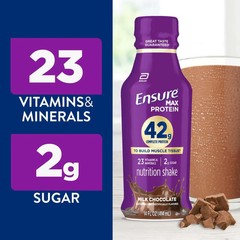 Ensure Max Protein Shake, 42g High Protein, Milk Chocolate, 14 fl oz, 4 Pack