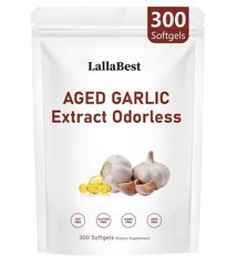 LallaBest Odorless Aged Garlic Extract 500mg 300 Softgels Gluten Free