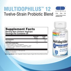 Solaray Multidophilus 12 Strain Probiotic | 20 Billion CFU | 25 Servings | 50
