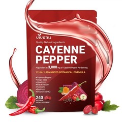 Cayenne Pepper Softgels 3000mg, 12-in-1 Heart & Circulation Support 240Ct
