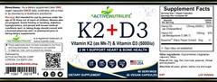 Vitamin K2 + VIT D3 5000 IU with BioPerine for Maximum Absorption (60 Capsules)