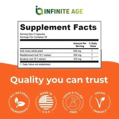 INFINITE AGE 1250mg Sea Moss Advanced Superfood, High-Potency, Vegan – 60 Count