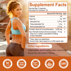 Pumpkin Seed Oil 3000mg Capsule | Prostate Health | Immune Function 120 Softgels