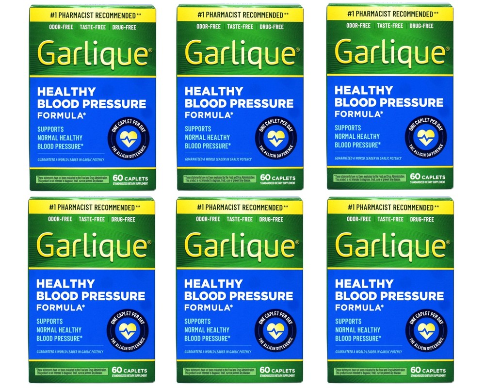 Garlique Garlic Extract Blood Pressure Formula 60 Caplets 6 Pack