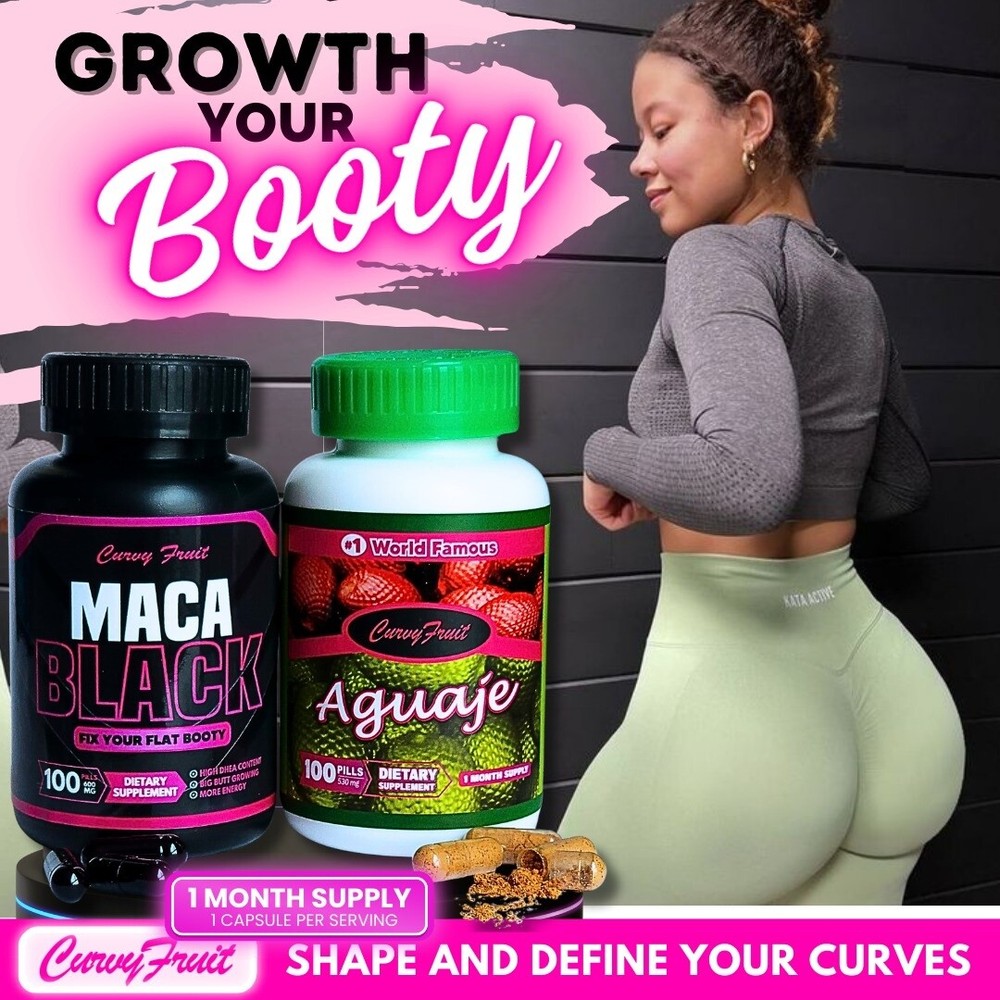 HUGE BUTT GROWING: Aguaje Curvy Fruit + Black Maca Root Pills- 100% Natural Way