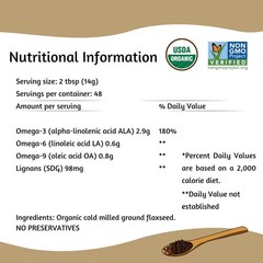 Nutty Flavor Essentials Organic Flaxseed – Gluten Free, 24 oz Dietary Supplement
