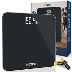 Digital Scale, Bathroom Scale, Batteries Included, Scale Body One Size Black