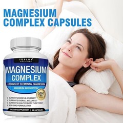 3X Toplux Nutrition Magnesium Complex 1000mg Supports 8 Elemental Magnesium