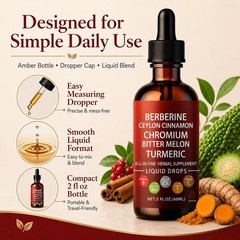 Berberine Drops with Ceylon Cinnamon – 2 fl oz | Herbal Wellness Supplement