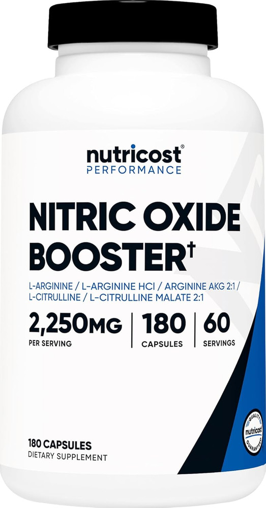Nutricost Nitric Oxide Booster 2250mg 180 Capsules Supplement New