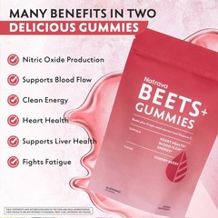 Natrava Beets+ Gummies Premium Beet Root Powder, Grape Seed Extract and Vita…