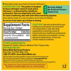 Nature Made Extra Strength Vitamin D3 5000 IU (125 mcg) Softgels, 100 Count, 1PK
