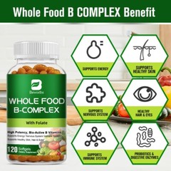 Vitamin B Complex 120 Capsules B1,B2,B3,B5,B6,B7,B9,B12, Immune Support Pills US