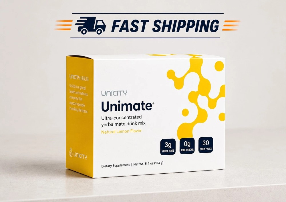 Unicity Unimate Leamon Flavor Supplement-30-count pack-Freshs- Energizing