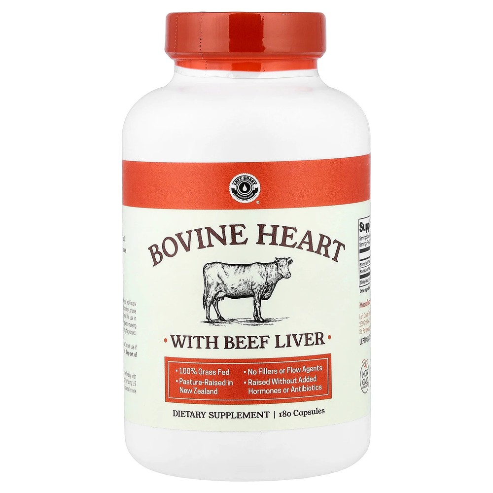 2 X Left Coast Performance, Bovine Heart With Beef Liver, 180 Capsules