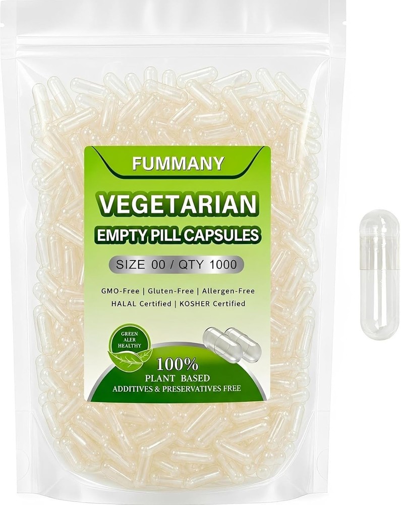Size 00 Vegan Empty Pill Capsules -1000 Count Clear