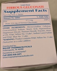 Major Ferrous Gluconate Tablet Iron Supplement 324 mg 5 Grain, 200 Count 06/2028