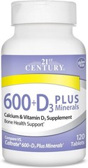 Calcium 600 Plus D3 & Minerals Caplets, 120 Count for Strong Bones & Joints