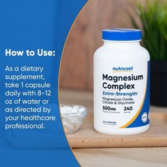 Nutricost Magnesium Complex 500mg 240 Caps Oxide Citrate Glycinate Non GMO USA