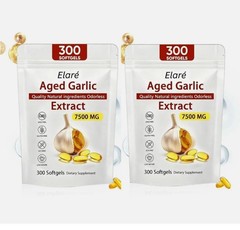 2X Elare Aged Garlic Extract, 300 Softgels, 7500mg Odorless | Heart & Immune US