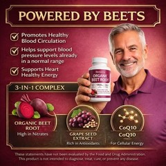 Beravia Organic Beet Root Capsules, Purely Natural, Non-GMO 60-Counts