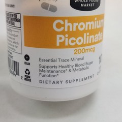 365 Whole Foods Market Chromium Picolinate 200mcg 100 Caps Lot Of 2 Exp. 01/28