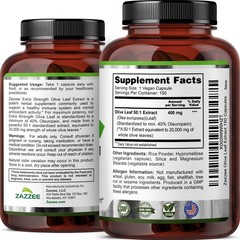 Extra Strength Olive Leaf 50:1 Extract, 20,000 mg Strength, 40% Oleuropein