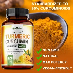 Turmeric Curcumin Highest Potency 95% 2600mg with BioPerine Black Pepper Extract