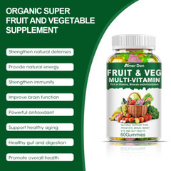 Fruits&Veggies Supplement Gummies Boost Metabolism,Energy Support 60Pcs