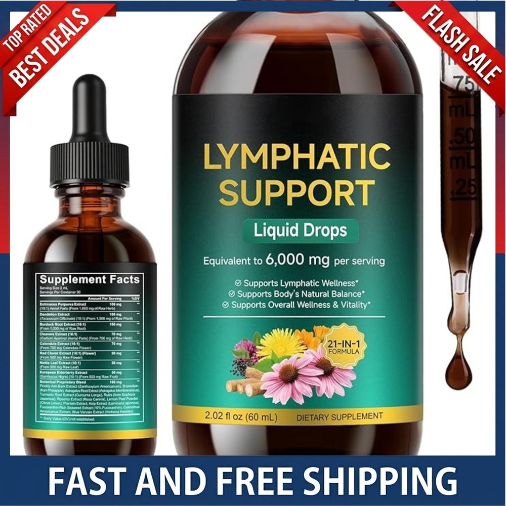 21-in-1 Lymphatic Drainage Drops for Liposomal, 6000mg Immune & Lymph System