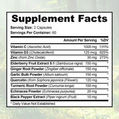 Immune System Defense Support Supplements Vitamin C D3 Quercetin Turmeric US