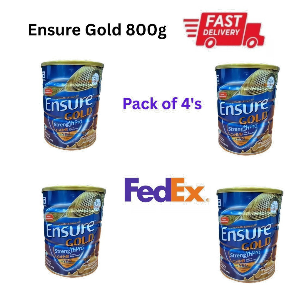 4 X Abbott Ensure Gold Vanilla Powder 800g for Adult Middle Age & Elderly