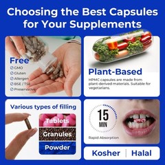 Size 0 Empty Capsules-1000 Count Clear Empty Vegan Capsules Vegetarian Separated