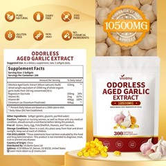 Aged Garlic Extract 300 Softgels 10500mg Odorless w Magnesium For Heart & Immune