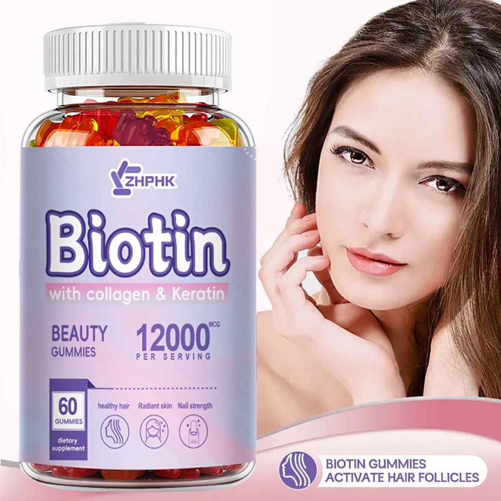 Hydrolyzed Collagen Gummies with Vitamin C, Zinc & Biotin -60 Gummies
