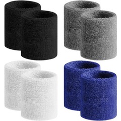 8Pc Sports Wristbands Cotton Sweatbands Moisture Wicking for Tennis Running Gym