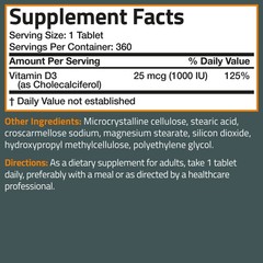 Bronson Vitamin D3 1000 IU (25mcg), 360 Tablets
