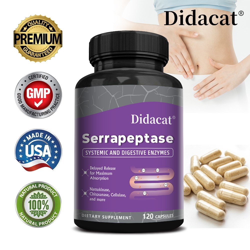 High Potency Serrapeptase 45,000 SPU Servings, Delayed Released Capsules