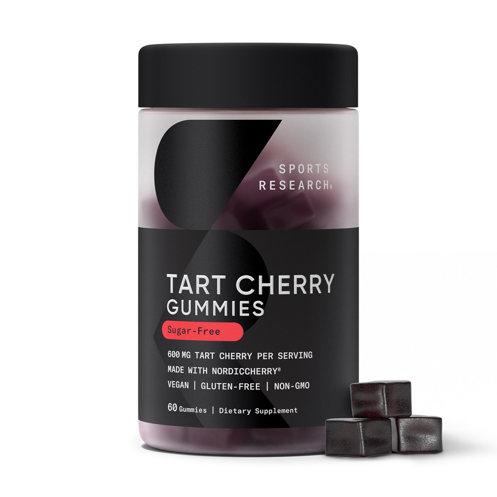 Tart Cherry Gummy Supplements 600mg – Workout Recovery Sugar Free – 60 Gummies