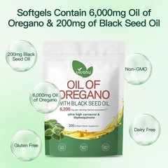 VivoNu Oil of Oregano Capsules, Balanced Oil of Oregano with Black Seed Oil