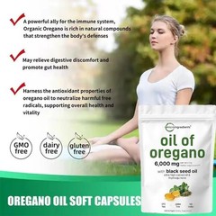 2 in 1 Oil of Oregano & Black Seed Softgels Count with Carvacrol,Immune Supports