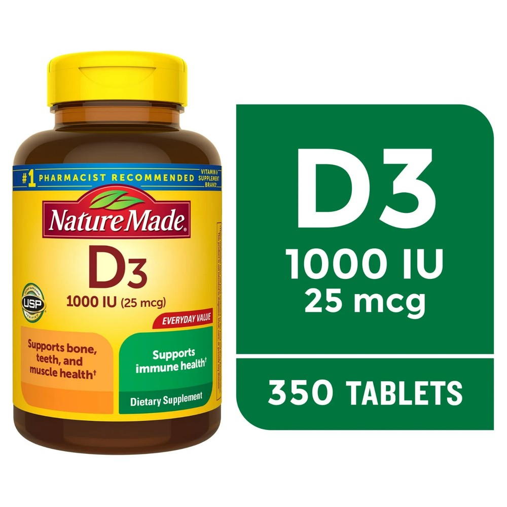 Nature Made Vitamin D3 1000 IU (25 mcg) Tablets 350 Count free shipping