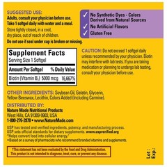Nature Made Maximum Strength Biotin 5000 mcg Softgels 120 Count for Hair Skin…