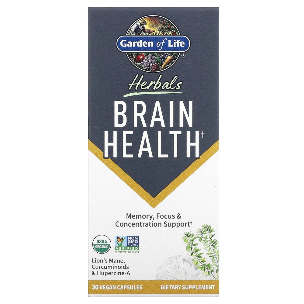 2 X Garden of Life, Herbals, Brain Health, Mint, 30 Vegan Capsules