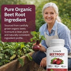 Lemeli Beetroot Capsules 1300mg Per Serving, Plant-Based 60 Count (Pack of 1)