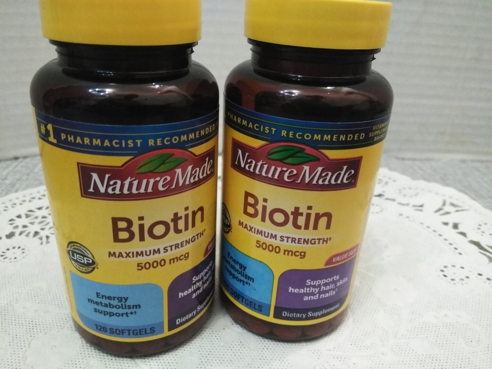 Nature Made Maximum Strength Biotin 5000 mcg Softgels 120 Count EA. (2PK)