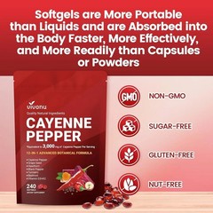 VivoNu Cayenne Pepper Softgels Supports Heart Vein Blood Vessel Health Vitamin E