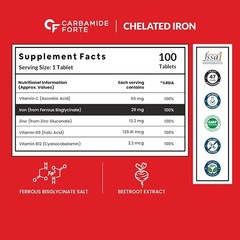 Carbamide Forte Chelated Iron+ Tablet for Blood Building & Energy Veg (100 Tabs)