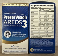 Bausch + Lomb PreserVision AREDS 3 Eye Vitamins Softgels, 60 Count Pack of 2