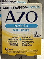 AZO Yeast Plus Dual Relief Multi Benefit Formula 60 Tablets (2 Pack) Exp 07/26